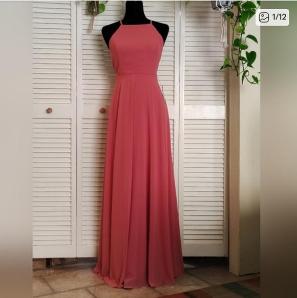 NWT - Lulus Dusty Rose Pink Strappy Maxi Dress Size S - Picture 13 of 14